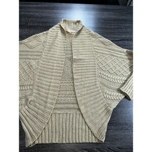 ZARA Women's Knit Open Front Cardigan Sweater Medium Taupe Beige Textured